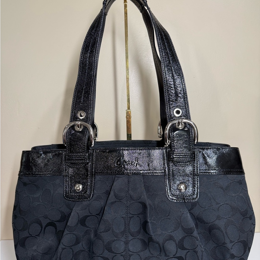 Coach Black Shoulder Bag with Leather Accents